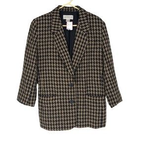 Vintage Liz Claiborne Wool Blend Blazer Jacket Chevron Like Print sz 12P Pockets